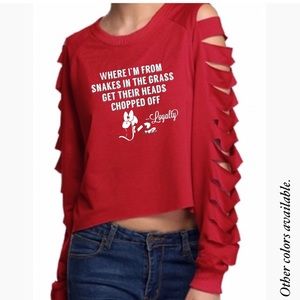 Red Snake Hi Lo Crop Top